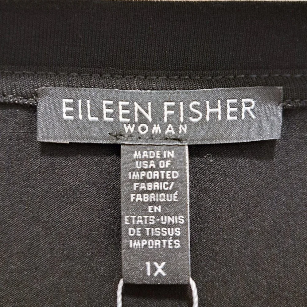 Eileen Fisher Black Jersey Jewel Neck Flare Sleeve Top Size 1X - Picture 7 of 12
